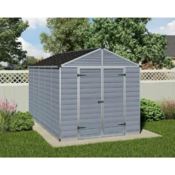 8x12ft Palram SkyLight Dark Grey Apex Shed -Lifetime Sales 12807226 6474833204411588