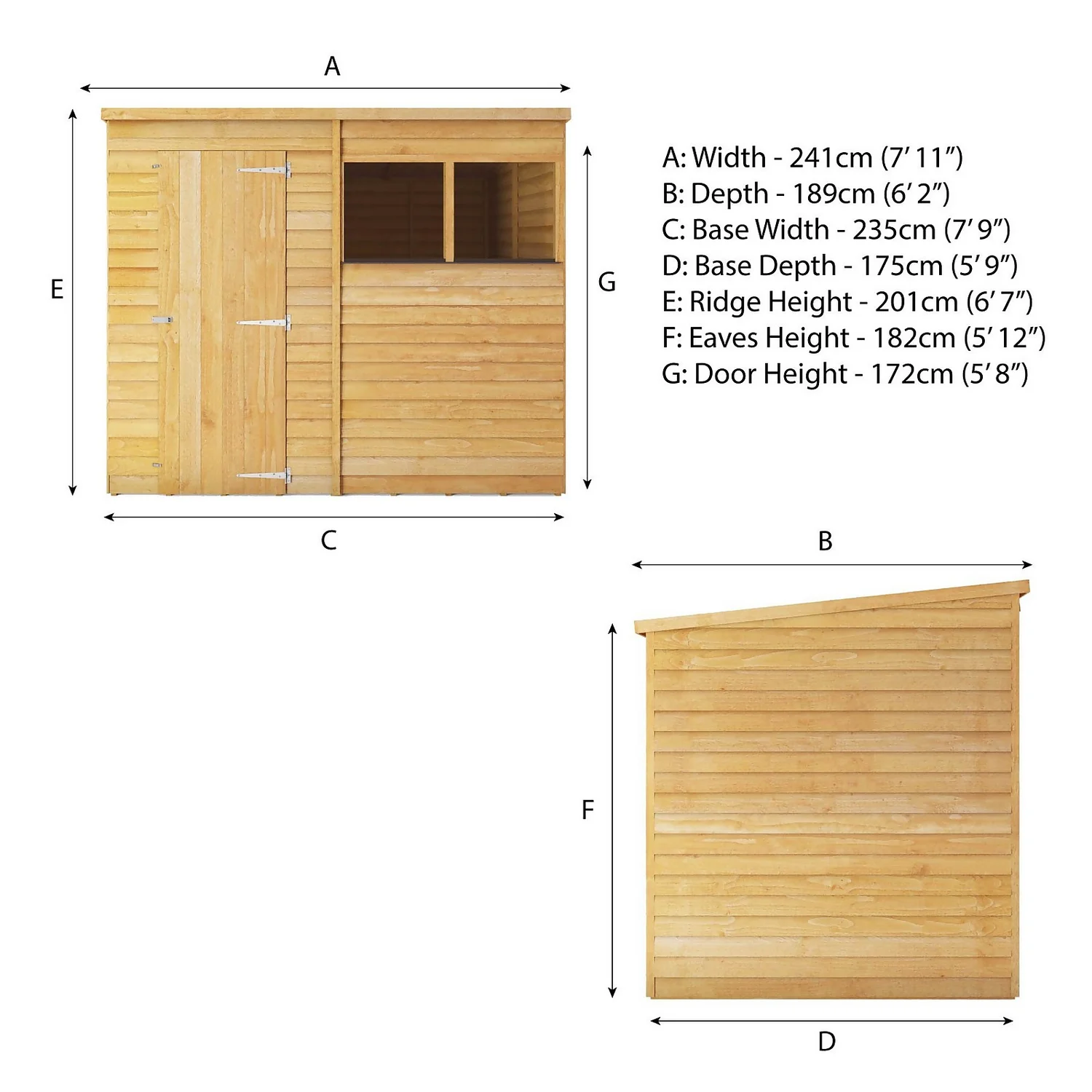 Mercia 8 X 6ft Overlap Pent Shed 12 Mercia 8 X 6ft Overlap Pent Shed - Image 10