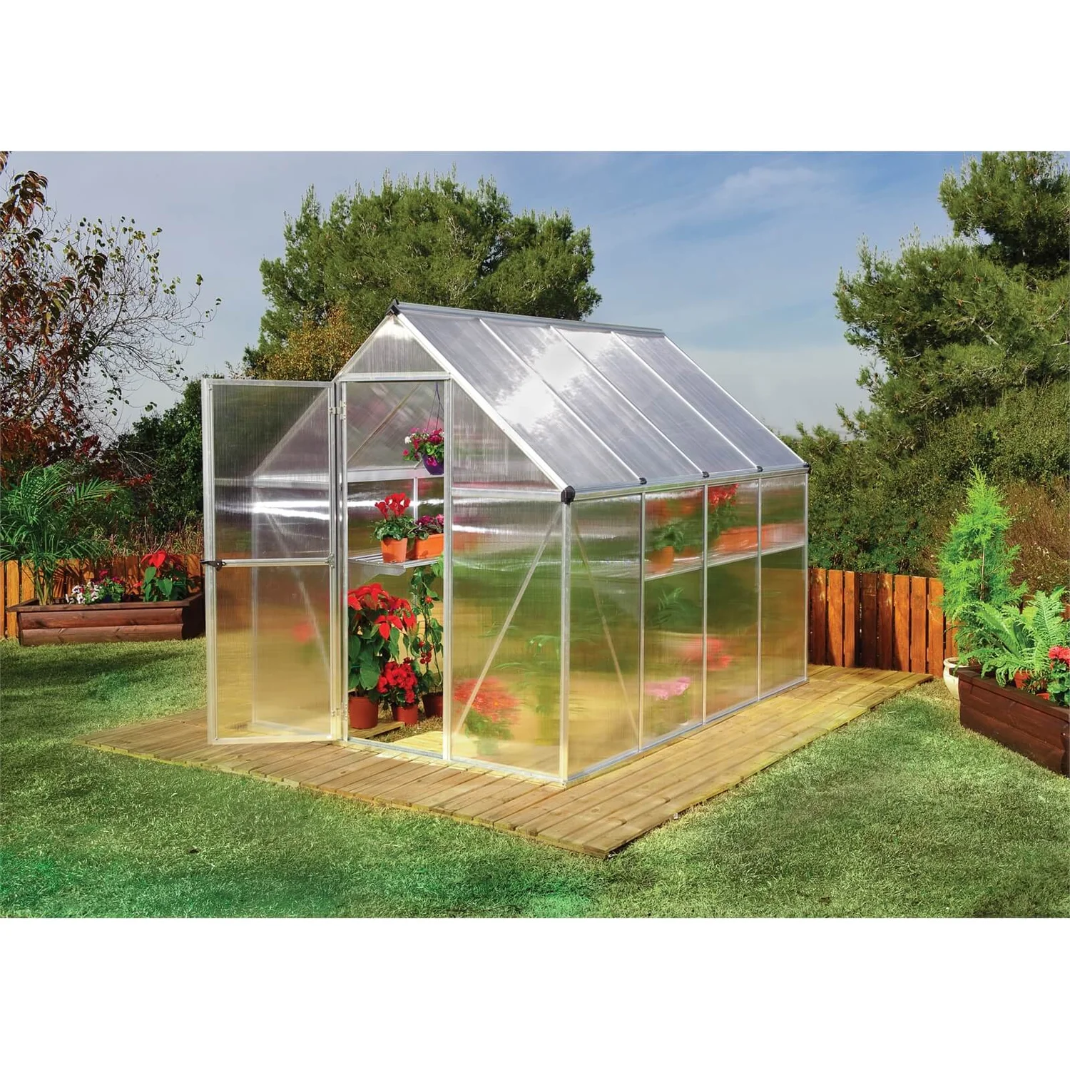 Palram 6 X 8ft Canopia Mythos Greenhouse - Silver 3 Palram 6 X 8ft Canopia Mythos Greenhouse - Silver