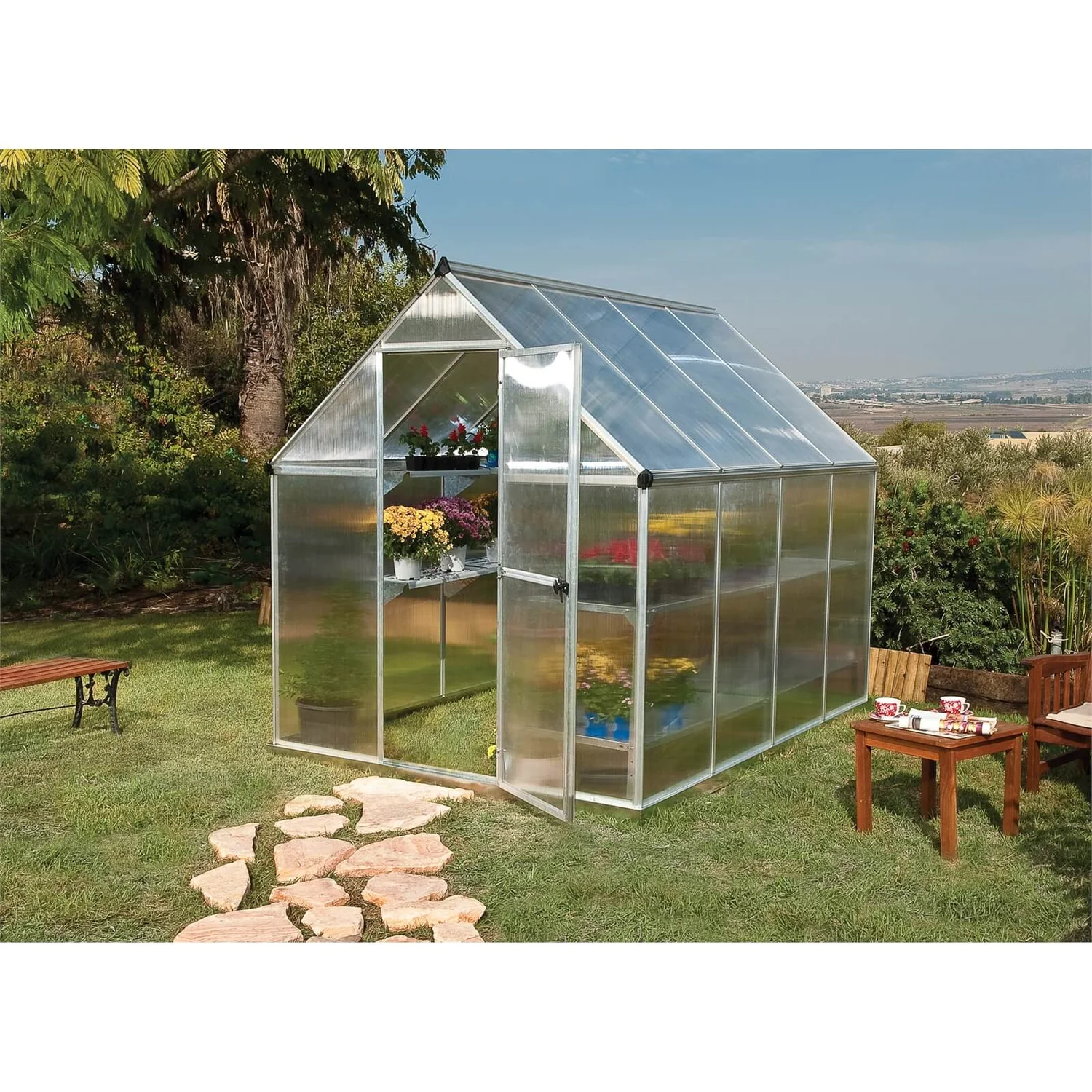 Palram 6 X 8ft Canopia Mythos Greenhouse - Silver 5 Palram 6 X 8ft Canopia Mythos Greenhouse - Silver - Image 3