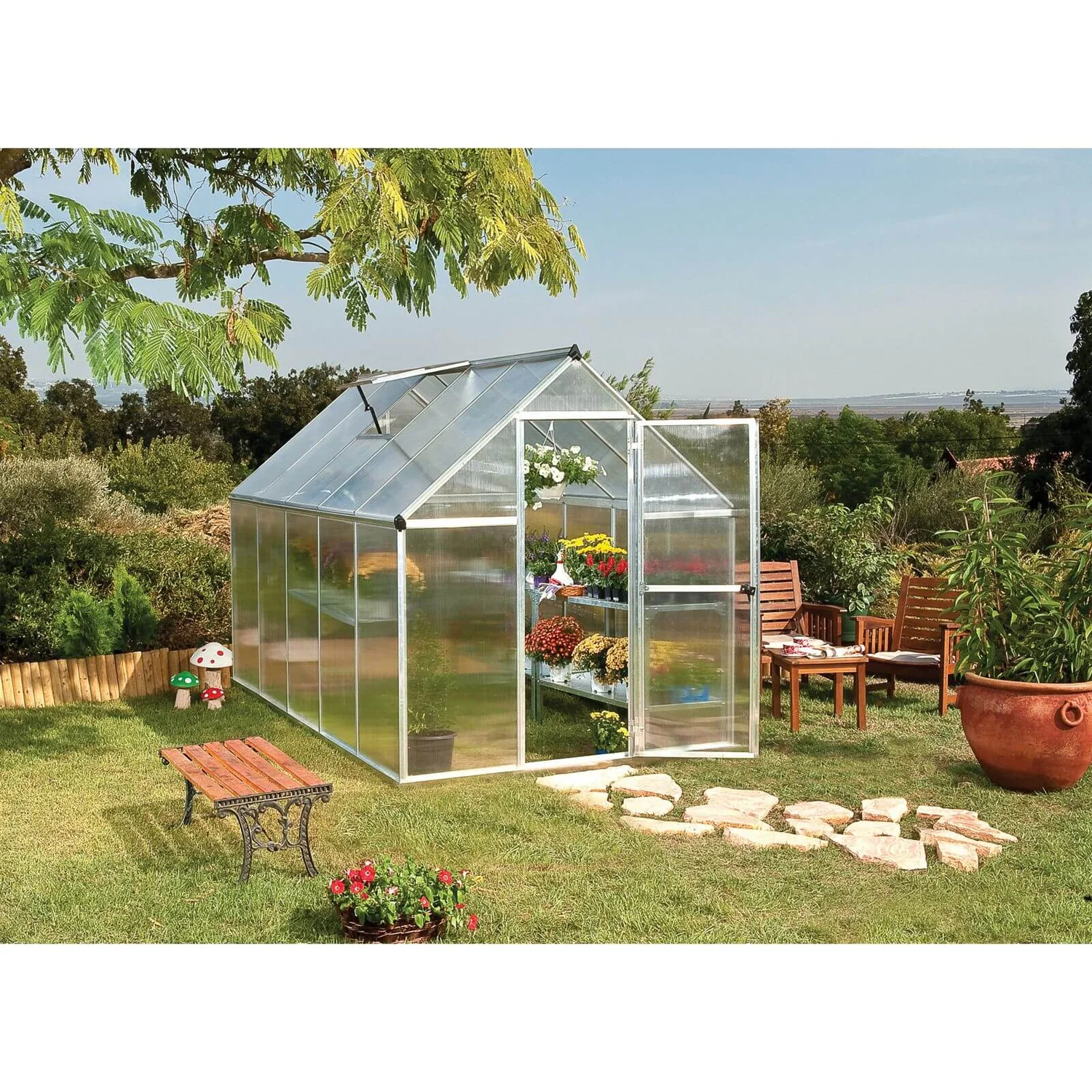 Palram 6 X 10ft Canopia Mythos Greenhouse - Silver 6 Palram 6 X 10ft Canopia Mythos Greenhouse - Silver - Image 4