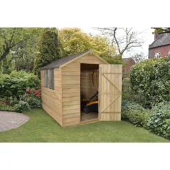 8x6ft Forest Natural Timber Overlap Apex Pressure Treated Wooden Shed -Lifetime Sales 12810904 1374845600371583