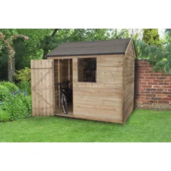 8x6ft Forest Natural Timber Overlap Reverse Apex Wooden Shed -Lifetime Sales 12810909 2094833192916188