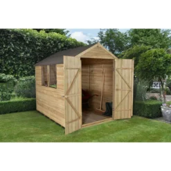 Forest Overlap 8 X 6ft Pressure Treated Apex Shed - Double Door -Lifetime Sales 12810912 2074833194705019