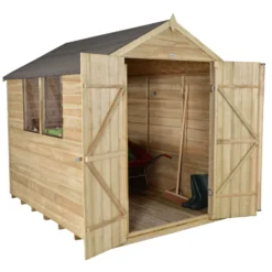 Forest Overlap 8 X 6ft Pressure Treated Apex Shed - Double Door -Lifetime Sales 12810912 4234833194535312