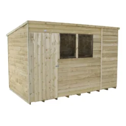 10x6ft Forest Natural Timber Overlap Pent Pressure Treated Wooden Shed -Lifetime Sales 12810915 1224833198729990