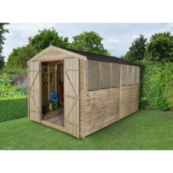 8x12ft Forest Natural Timber Overlap Apex Wooden Workshop -Lifetime Sales 12810929 1294833199455747