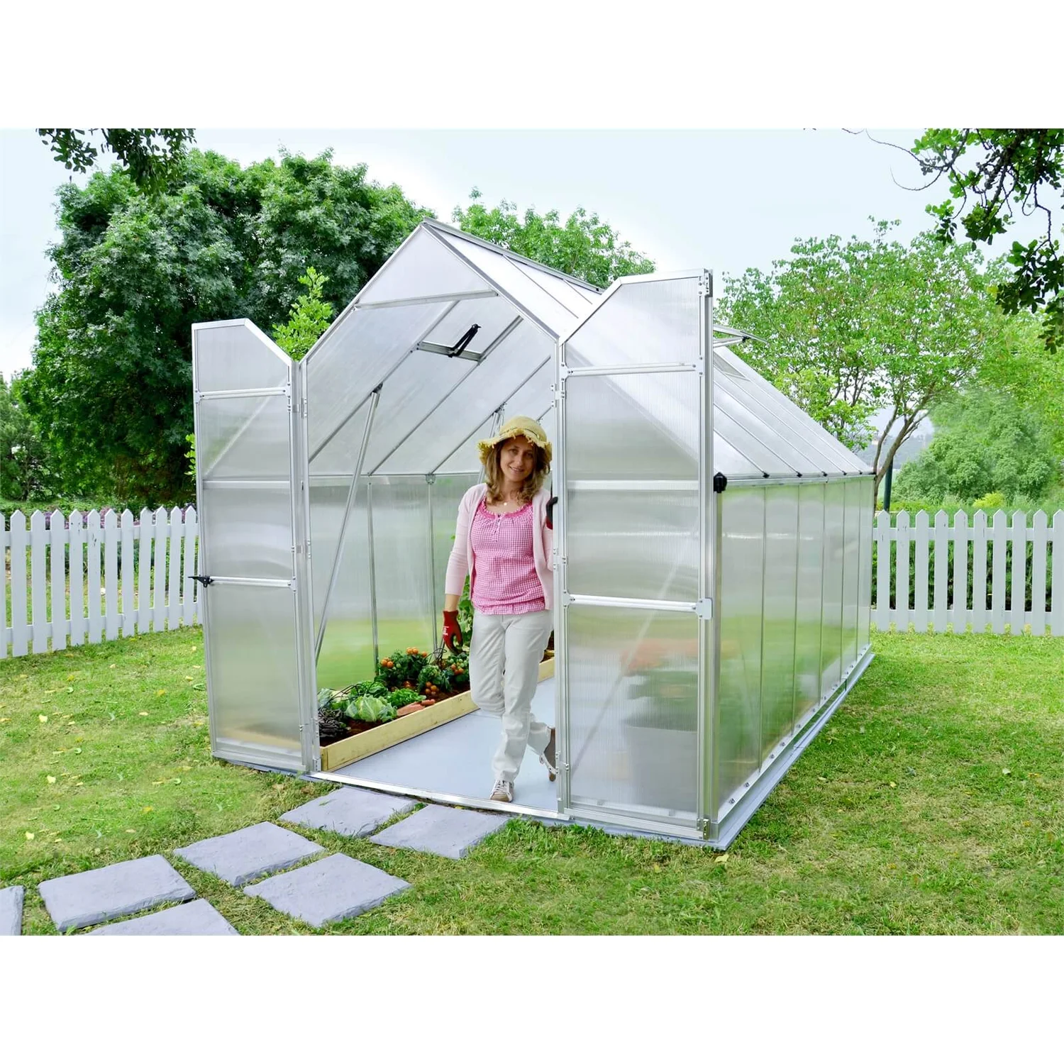 Palram 8 X 12ft Canopia Essence Greenhouse - Silver 3 Palram 8 X 12ft Canopia Essence Greenhouse - Silver