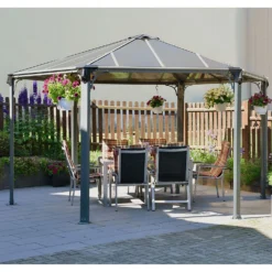 Palram - Canopia Monaco Hexagonal Garden Gazebo Grey -Lifetime Sales 12810973 1644924172856303