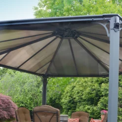 Palram - Canopia Monaco Hexagonal Garden Gazebo Grey -Lifetime Sales 12810973 6544924172961429