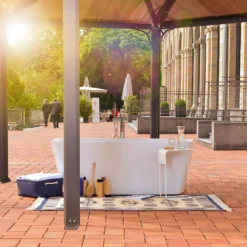 Palram - Canopia Monaco Hexagonal Garden Gazebo Grey -Lifetime Sales 12810973 6594924172899470