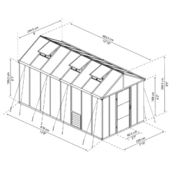 Palram 8 X 16ft Canopia Glory Greenhouse - Grey -Lifetime Sales 12811088 2064833202410042