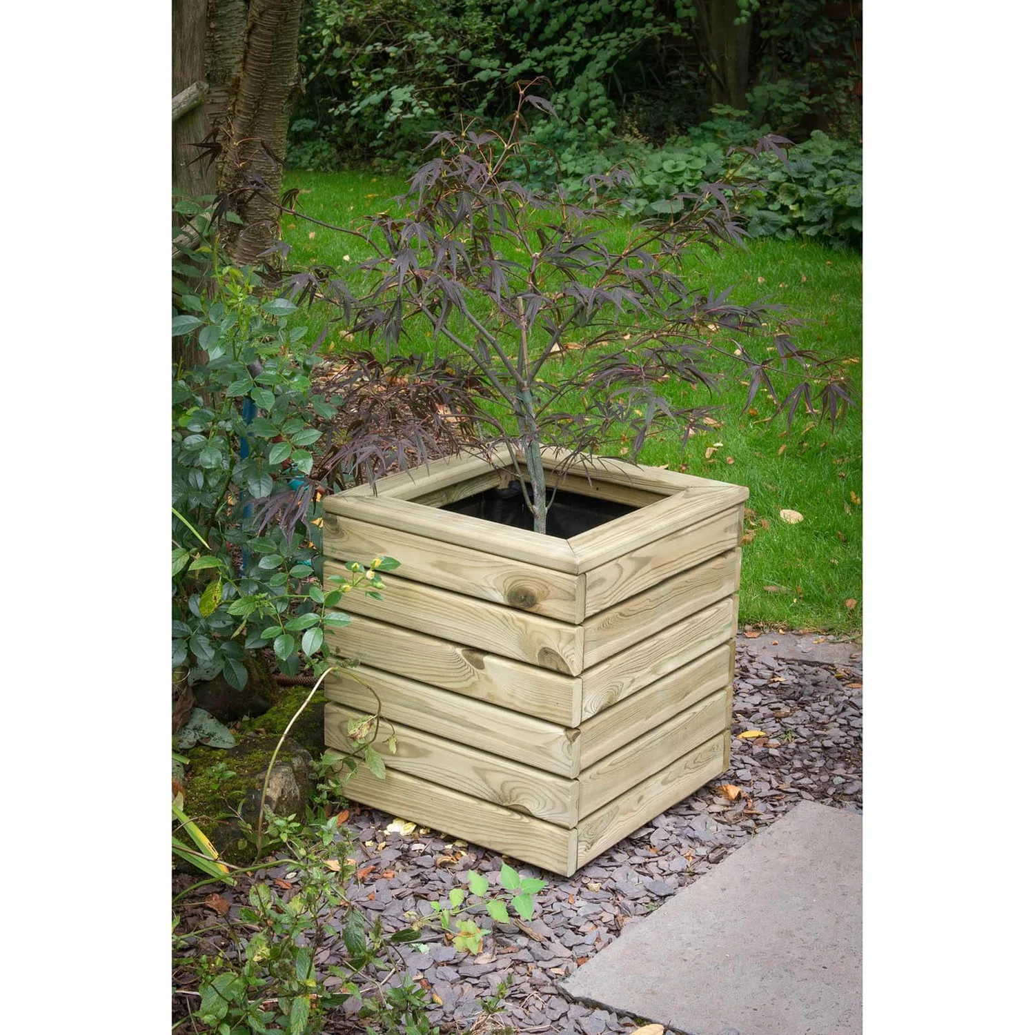 Forest Garden Wooden Linear Square Planter 3 Forest Garden Wooden Linear Square Planter