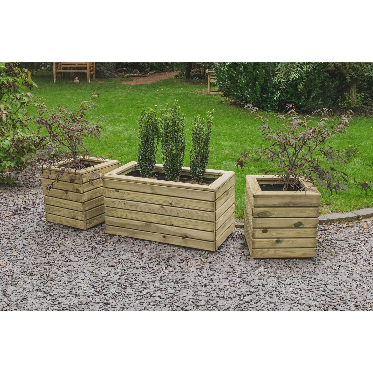 Forest Garden Wooden Linear Square Planter 6 Forest Garden Wooden Linear Square Planter - Image 4