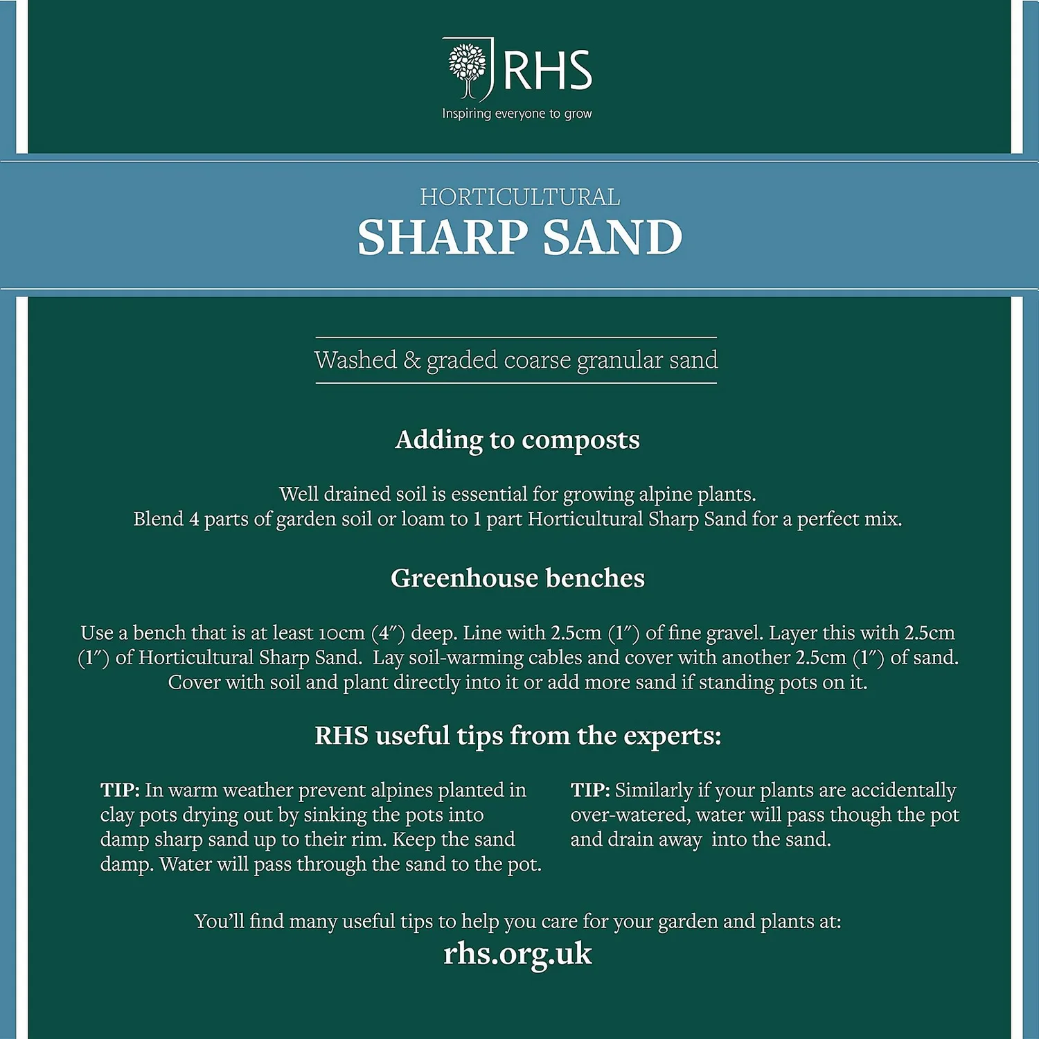 RHS Horticultural Sharp Sand Large Pack - 20kg 4 RHS Horticultural Sharp Sand Large Pack - 20kg - Image 2