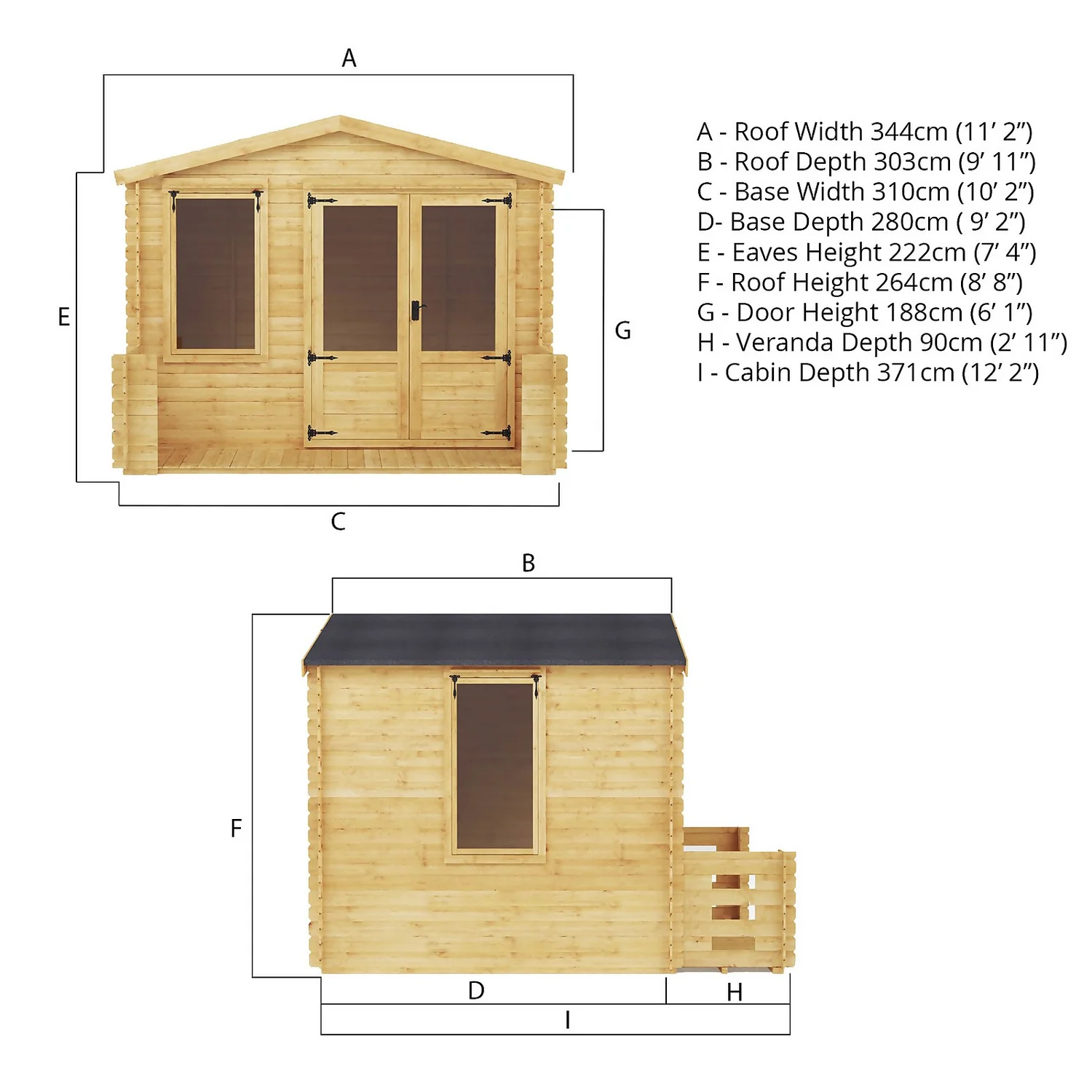 Mercia 3.3 X 3.7m Sherwood Log Cabin 11 Mercia 3.3 X 3.7m Sherwood Log Cabin - Image 9