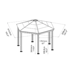 Palram - Canopia Roma Hexagonal Garden Gazebo Grey -Lifetime Sales 12821930 1644833174791166