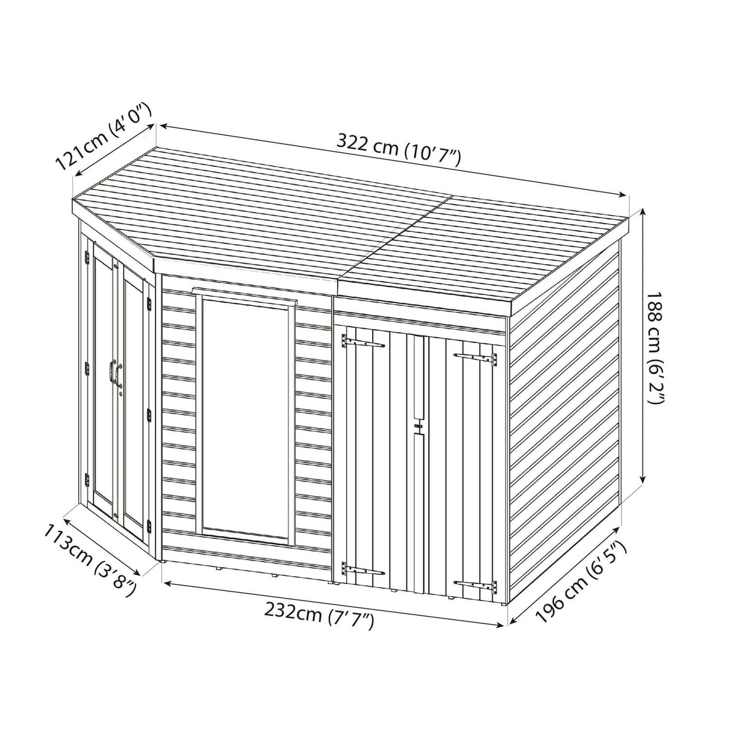 Mercia 11 X 7ft Summerhouse With Side Shed - Installation Included 11 Mercia 11 X 7ft Summerhouse With Side Shed - Installation Included - Image 9