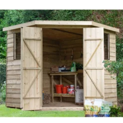 7x7ft Forest Overlap Pressure Treated Corner Shed - Incl. Installation -Lifetime Sales 12823862 5264833219272460