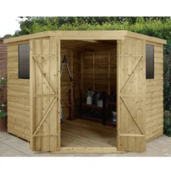 8x8ft Forest Overlap Pressure Treated Corner Shed -incl. Installation -Lifetime Sales 12824009 1874833221035740