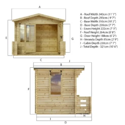 Mercia (Installation Included) 3.3x3.7m Sherwood 19mm Log Cabin With Veranda -Lifetime Sales 12825711 7894833220734366