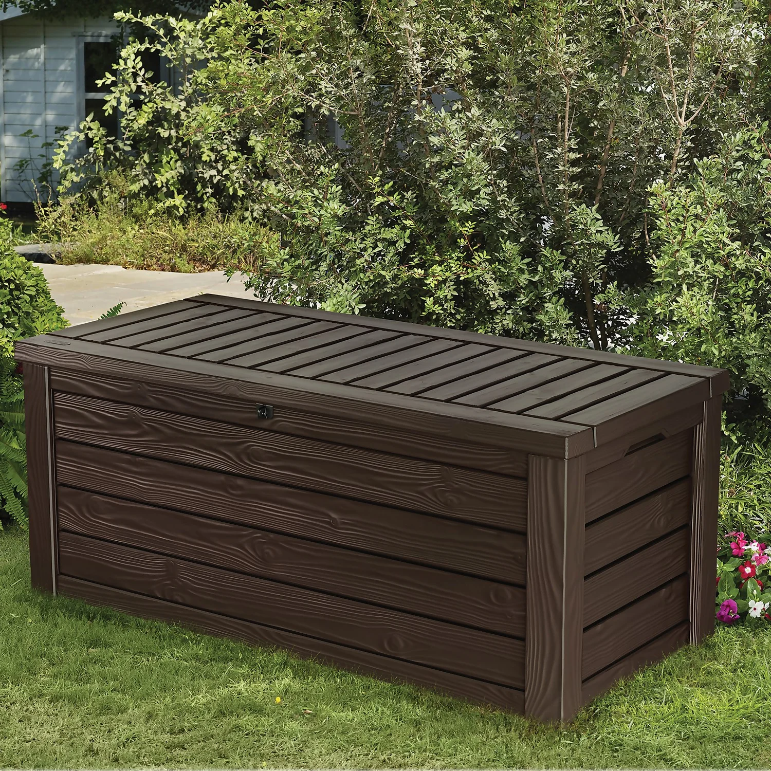 Keter Westwood Outdoor Garden Storage Box 570L - Brown 6 Keter Westwood Outdoor Garden Storage Box 570L - Brown - Image 4