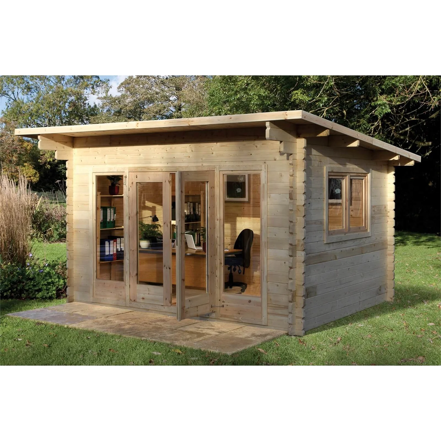 Forest Melbury 4.0m X 3.0m Log Cabin Double Glazed 24kg Polyester Felt, Plus Underlay 4 Forest Melbury 4.0m X 3.0m Log Cabin Double Glazed 24kg Polyester Felt, Plus Underlay - Image 2