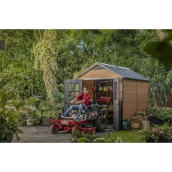 Keter Newton 7.5 X 9ft Outdoor Plastic Garden Storage Shed - Brown -Lifetime Sales 12833042 2074843484722095
