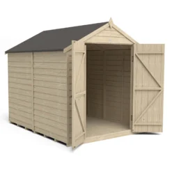 Forest 8 X 6ft Overlap Pressure Treated Apex Shed - Double Door No Windows -Lifetime Sales 12833294 5134833197058372