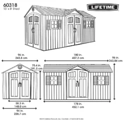 Lifetime 15x8 Ft Rough Cut Dual Entry Outdoor Storage Shed -Lifetime Sales 12836588 1135012583953943