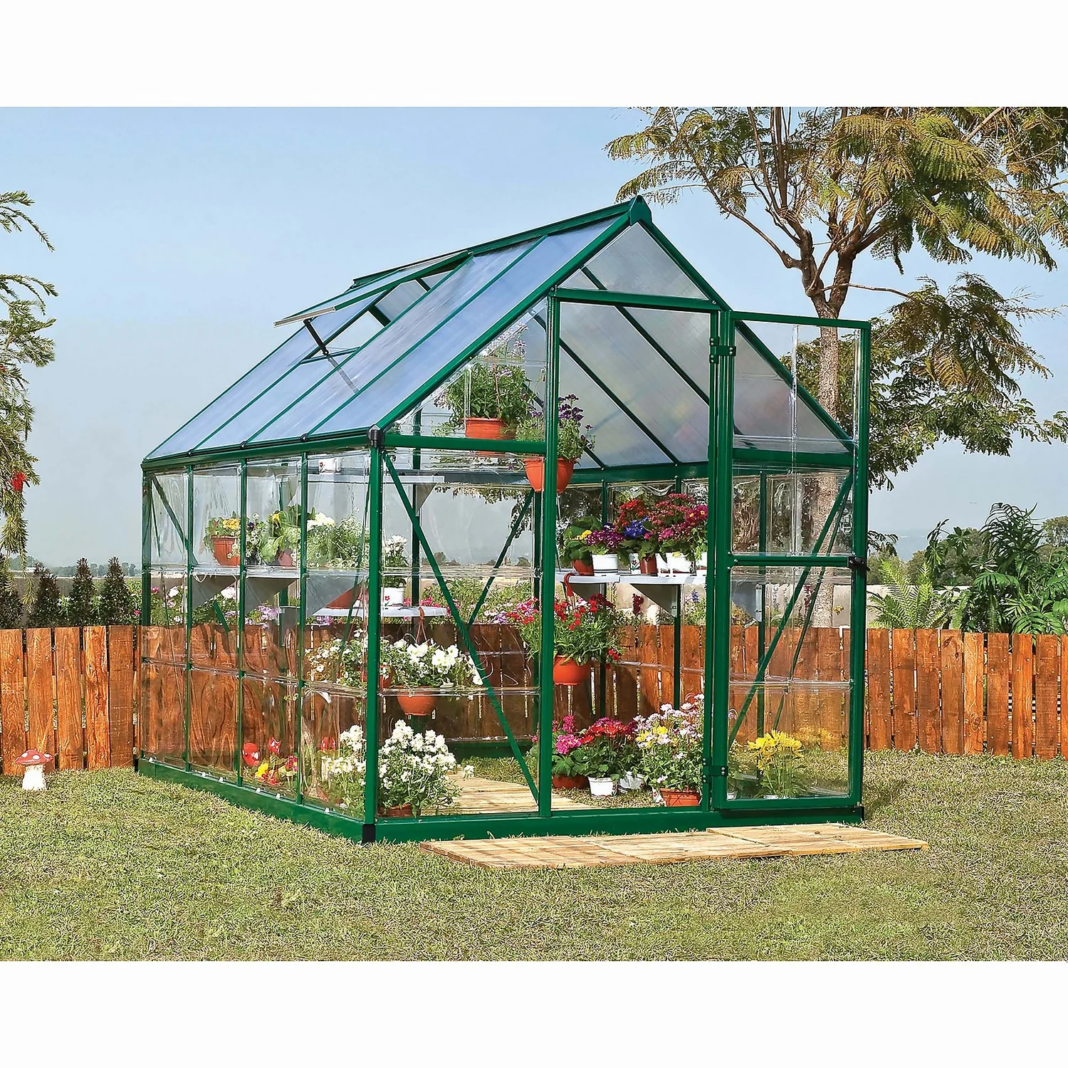 Palram Canopia Hybrid 6 X 8ft Green Greenhouse 4 Palram Canopia Hybrid 6 X 8ft Green Greenhouse - Image 2
