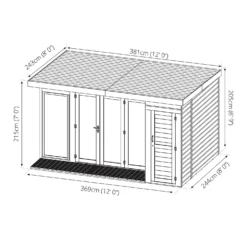 Country Living Overton 12 X 8ft Premium Garden Room Summerhouse With Side Shed Painted + Installation - Aurora Green -Lifetime Sales 12881697 2054843877901258