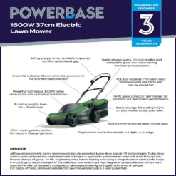 Powerbase 1600W Electric Lawn Mower - 37cm -Lifetime Sales 12885496 1025058716576643