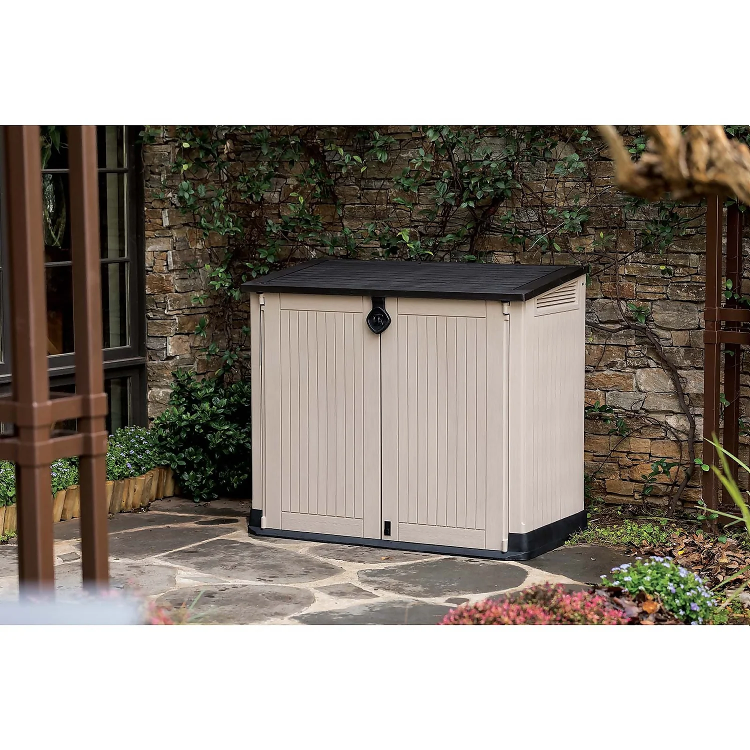 Keter Store It Out Midi Outdoor Garden Storage Shed 880L - Beige/Brown 4 Keter Store It Out Midi Outdoor Garden Storage Shed 880L - Beige/Brown - Image 2