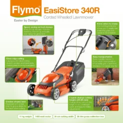 Flymo 1400W EasiStore 340R Electric Lawn Mower - 34cm -Lifetime Sales 12885911 2254846175325273