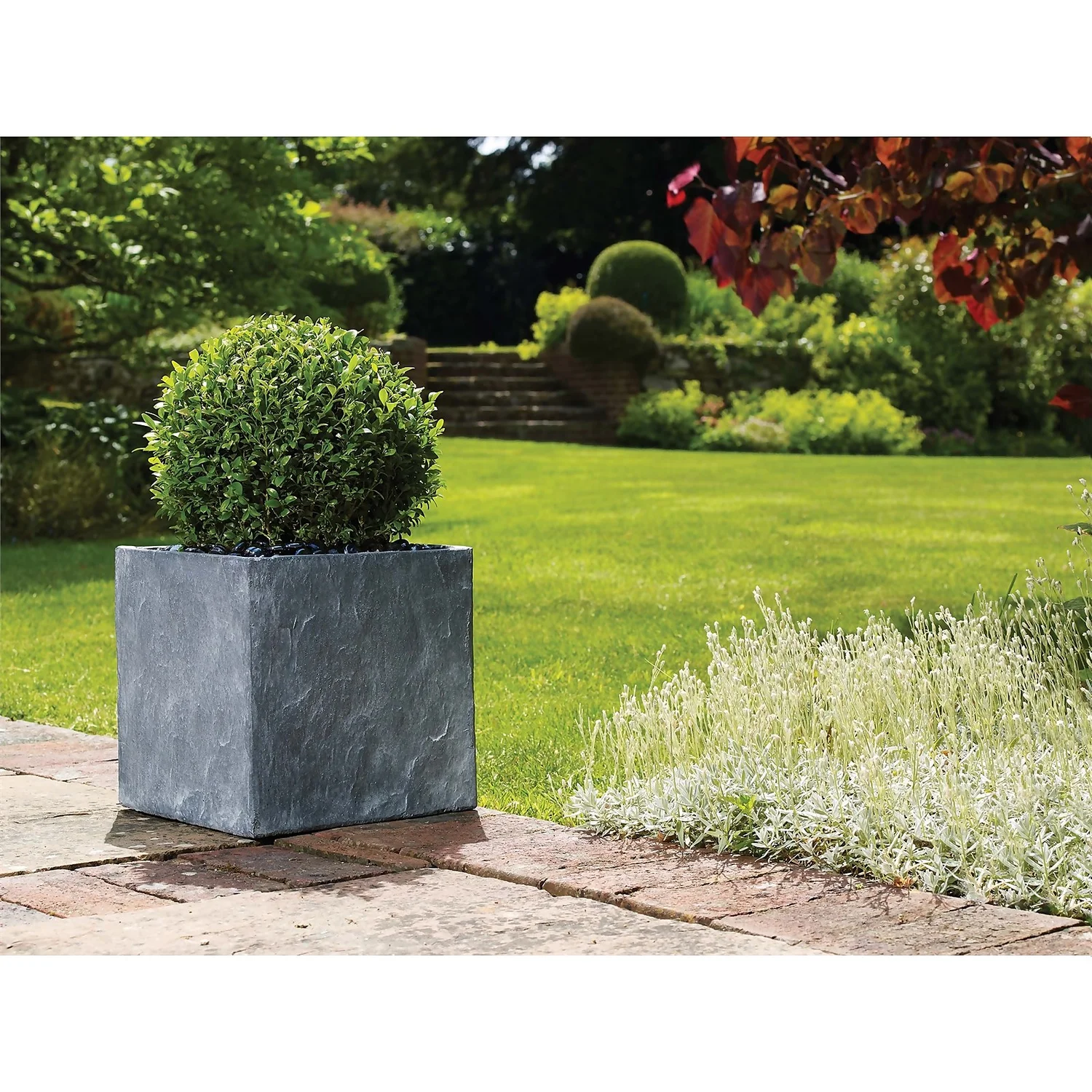 Slate Cube Pot - 37cm 4 Slate Cube Pot - 37cm - Image 2