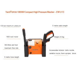 Yard Force 1800W 135Bar Compact Pressure Washer -Lifetime Sales 12892251 9054929620347179