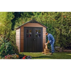 Keter Newton 7.5 X 7ft Outdoor Plastic Garden Storage Shed - Brown -Lifetime Sales 12909854 8124845876235410