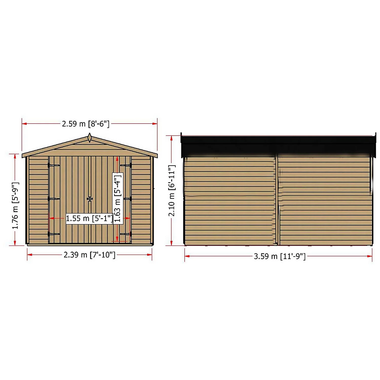 Shire 12 X 8ft Shed Overlap Double Door - No Windows 11 Shire 12 X 8ft Shed Overlap Double Door - No Windows - Image 9