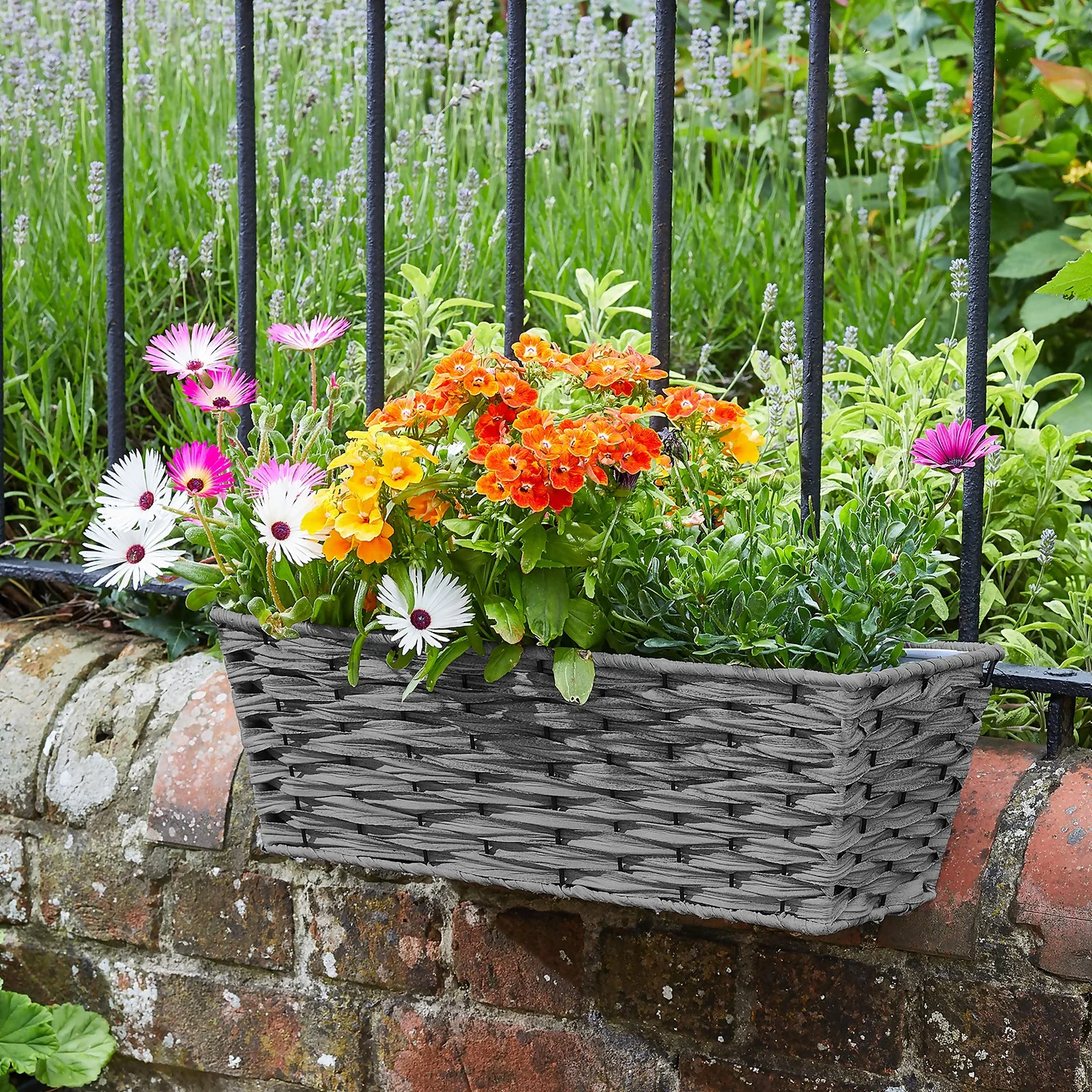 19in Faux Rattan Planter - Slate 4 19in Faux Rattan Planter - Slate - Image 2
