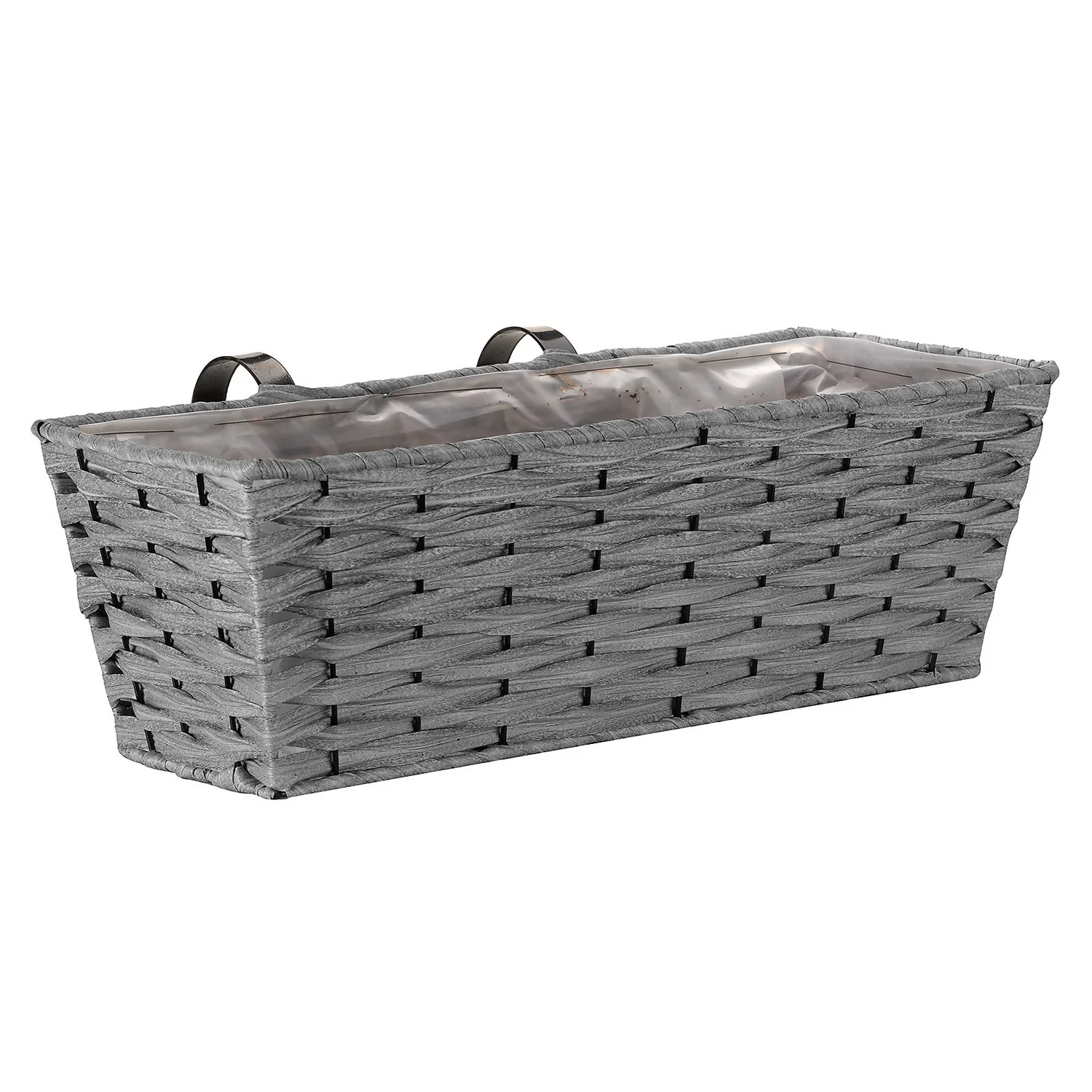 19in Faux Rattan Planter - Slate 3 19in Faux Rattan Planter - Slate