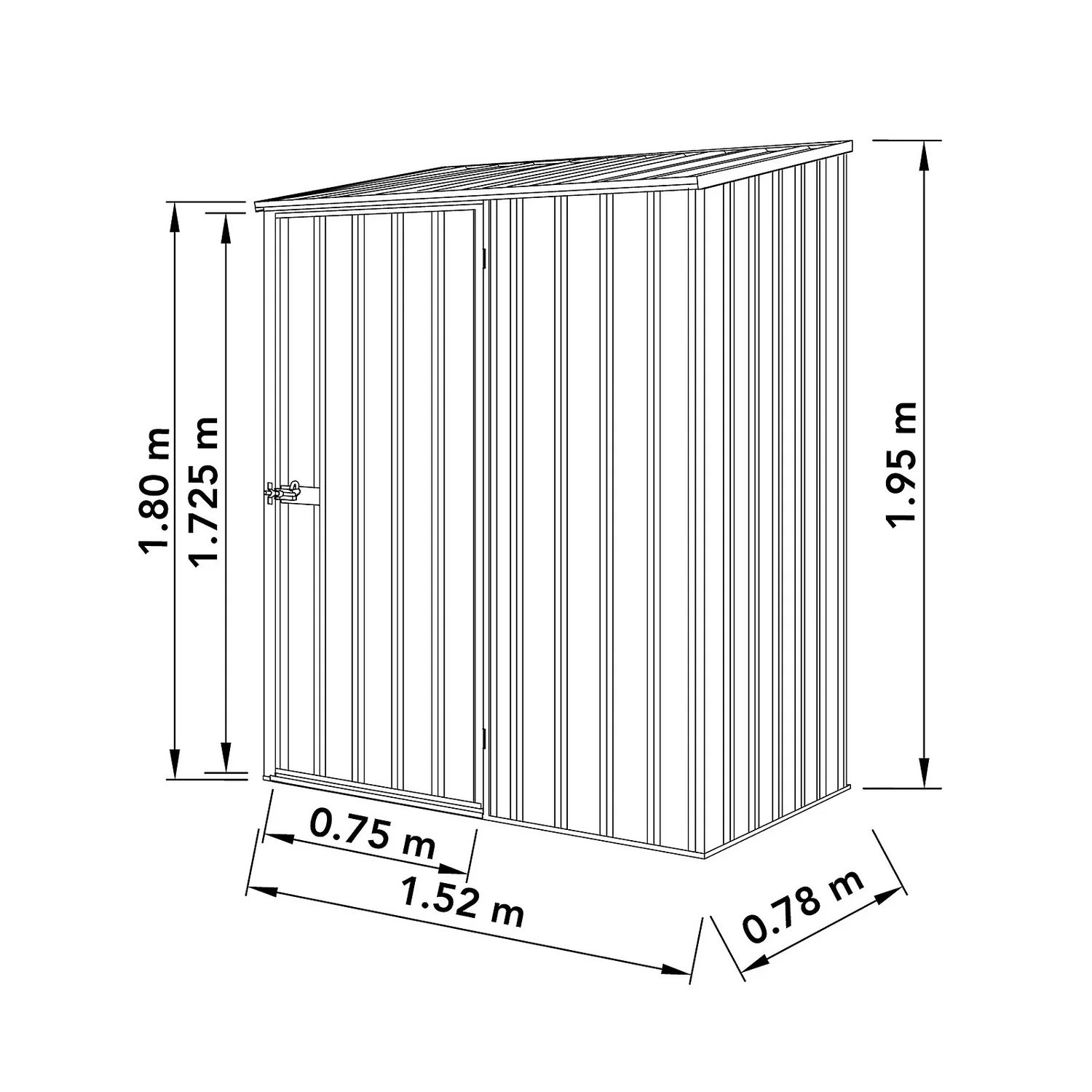 Absco 5 X 3ft Space Saver Metal Pent Shed - Zinc 5 Absco 5 X 3ft Space Saver Metal Pent Shed - Zinc - Image 3