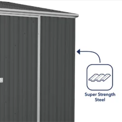 Absco 7.5 X 5ft Space Saver Metal Pent Shed - Grey -Lifetime Sales 13440833 5334945449592854