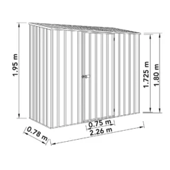 Absco 7.5 X 3ft Space Saver Metal Pent Shed - Zinc -Lifetime Sales 13440836 5735027360443002