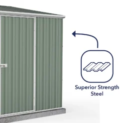 Absco 7.5 X 5ft Space Saver Metal Pent Shed - Green -Lifetime Sales 13440838 6494929186331626