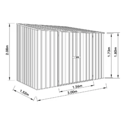 Absco 10 X 5ft Space Saver Metal Pent Shed - Zinc -Lifetime Sales 13440842 1004929185520948