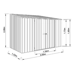 Absco 10 X 5ft Space Saver Metal Pent Shed - Green -Lifetime Sales 13440844 2124929185526291