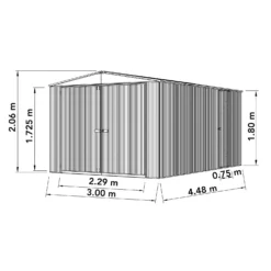Absco 10 X 15ft Utility Workshop Apex Metal Shed - Zinc -Lifetime Sales 13440863 1074929163582140