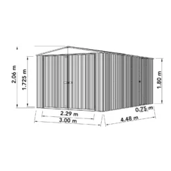 Absco 10 X 15ft Utility Workshop Apex Metal Shed - Green -Lifetime Sales 13440865 2124929164214777