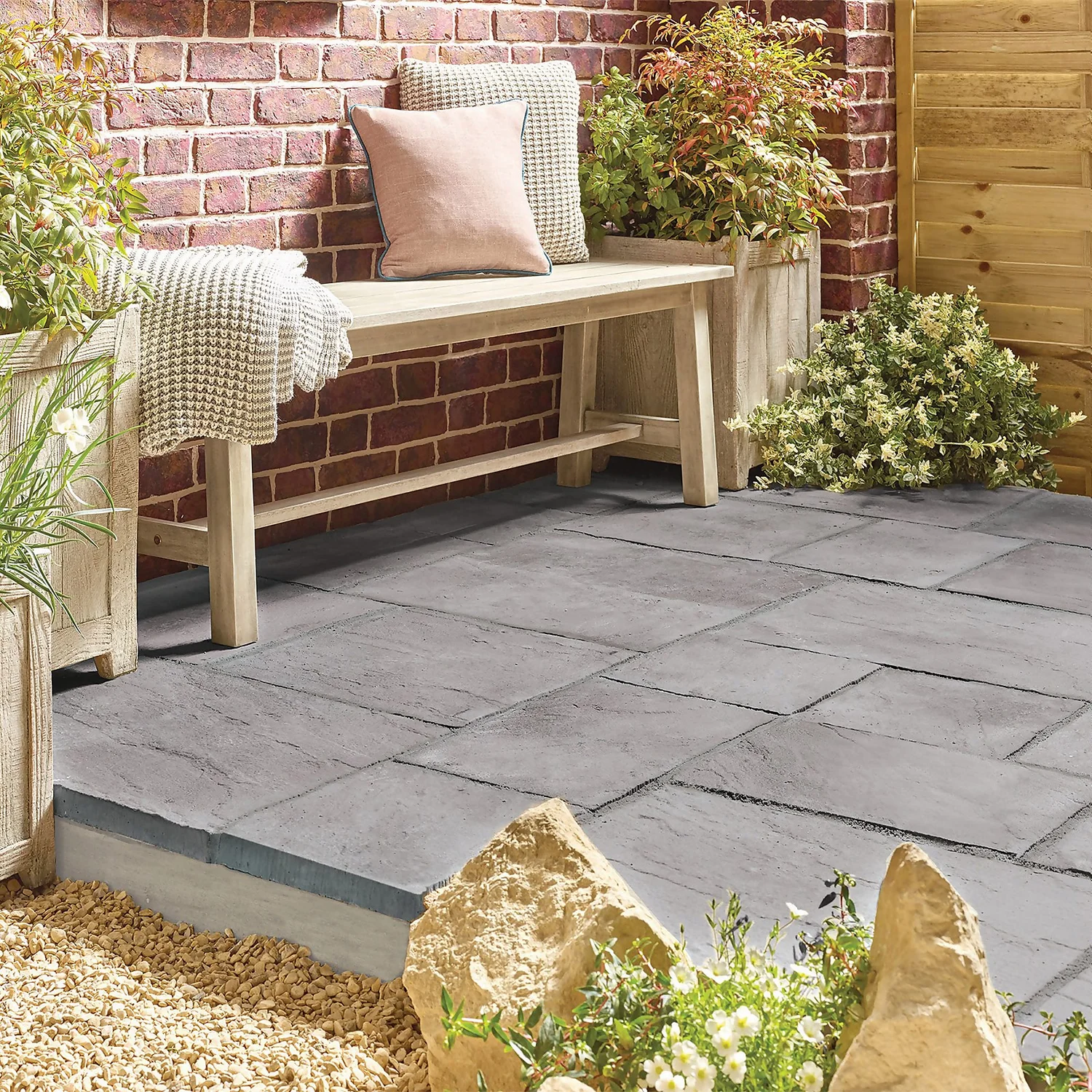 Stylish Stone Chantry Paving 450x450mm Graphite - Full Pack 4 Stylish Stone Chantry Paving 450x450mm Graphite - Full Pack - Image 2
